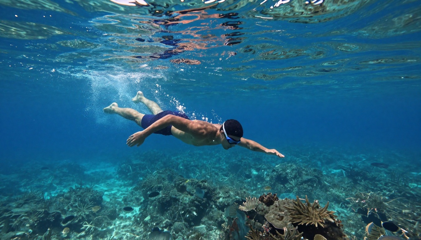 swimming block start with water background to be dynamic and...