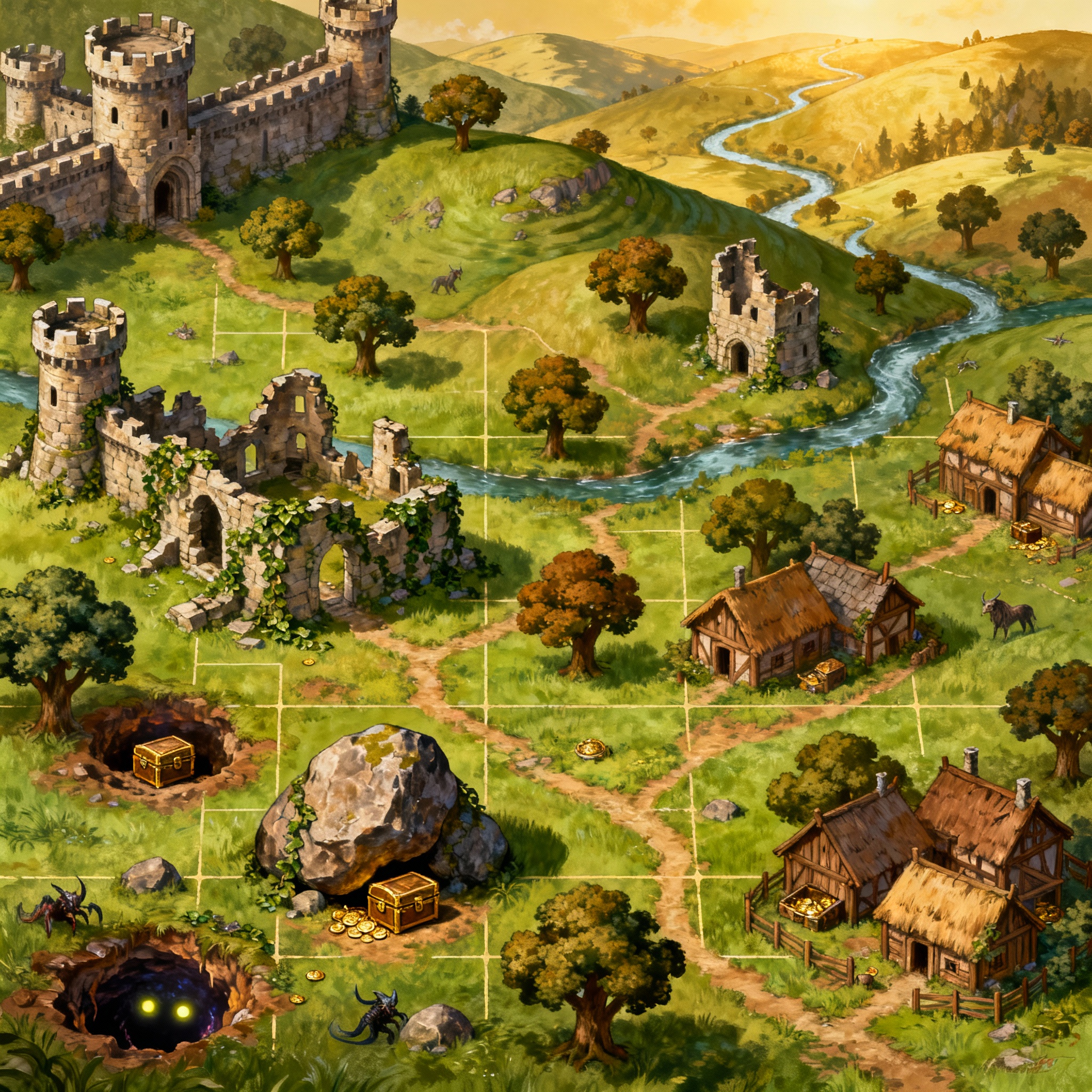 a heroes of might and magic 3 inspired map with gassrands an...